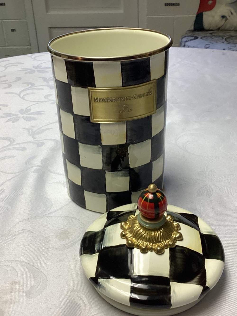Mackenzie Child COURTLEY check cannister. New - Picture 8 of 12